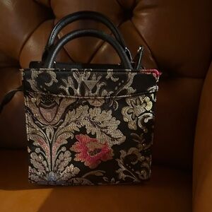 Sam Edelman Black and Pink Floral Mini Bag